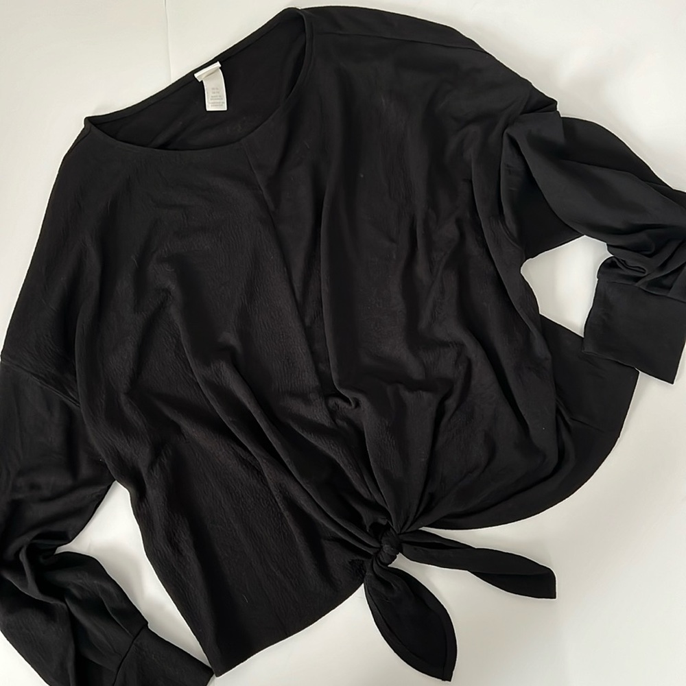 H&M Black Dress Top with Front Tie